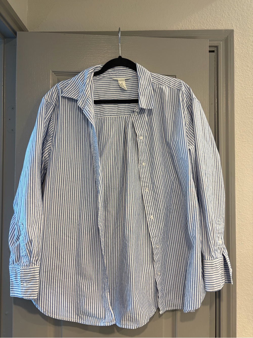 H&M Blue and White Striped Woman’s Button-Down Shirt